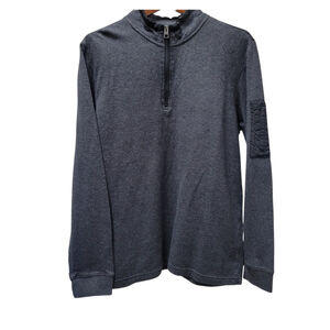 BUGATCHI Men's Quarter-Zip Sleeve Pocket Long-Sleeves Gray Pullover Size Large